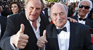French actor Gerard Depardieu and Sepp Blatter give United Passion a thumbs up. 