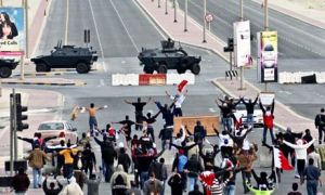 Protesters take to the streets of Bahrain in 2011. 